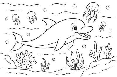 Deniz Orta Deniz Canlıları Boyama Sayfası