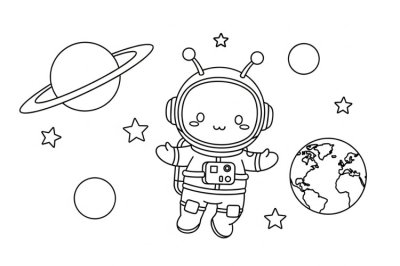 Uzay Kolay Uzay Boyama Sayfası
