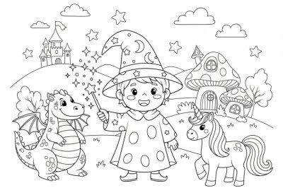 Sihirli Zor Sihirli Dünya Boyama Sayfası