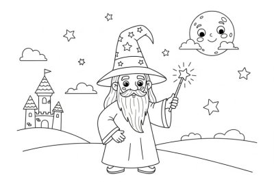 Sihirli Orta Sihirli Dünya Boyama Sayfası