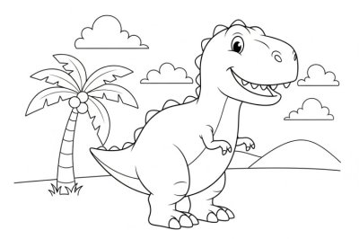 Dinozorlar Orta Dinozor Boyama Sayfası