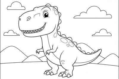 Dinozorlar Orta Dinozor Boyama Sayfası