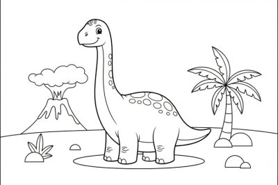 Dinozorlar Orta Dinozor Boyama Sayfası